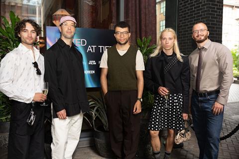 [L-R:] 'Masc' set photographer Lucas Aliaga Hurt, director Bertil Nilsson, actor Joshua Griffin, casting director Nico Carmandaye, choreographer Harry Price
